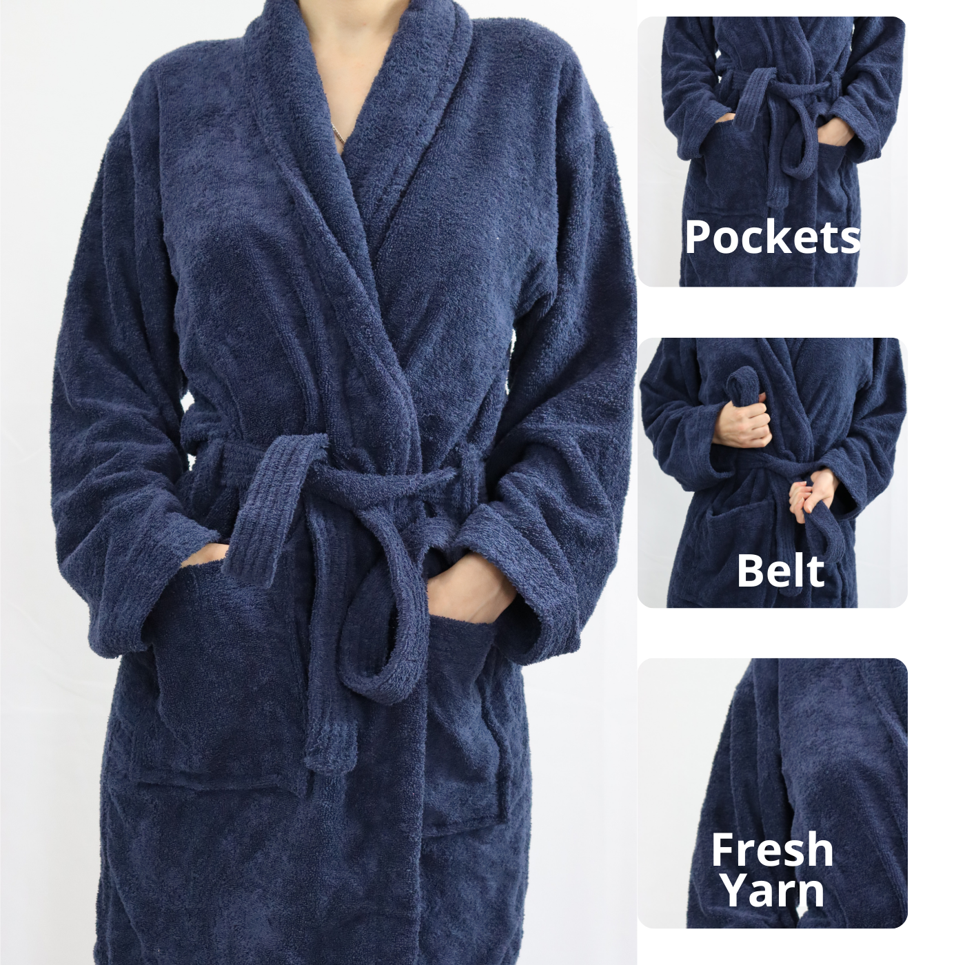 Dudra Luxe Unisex Bathrobe – Navy Blue