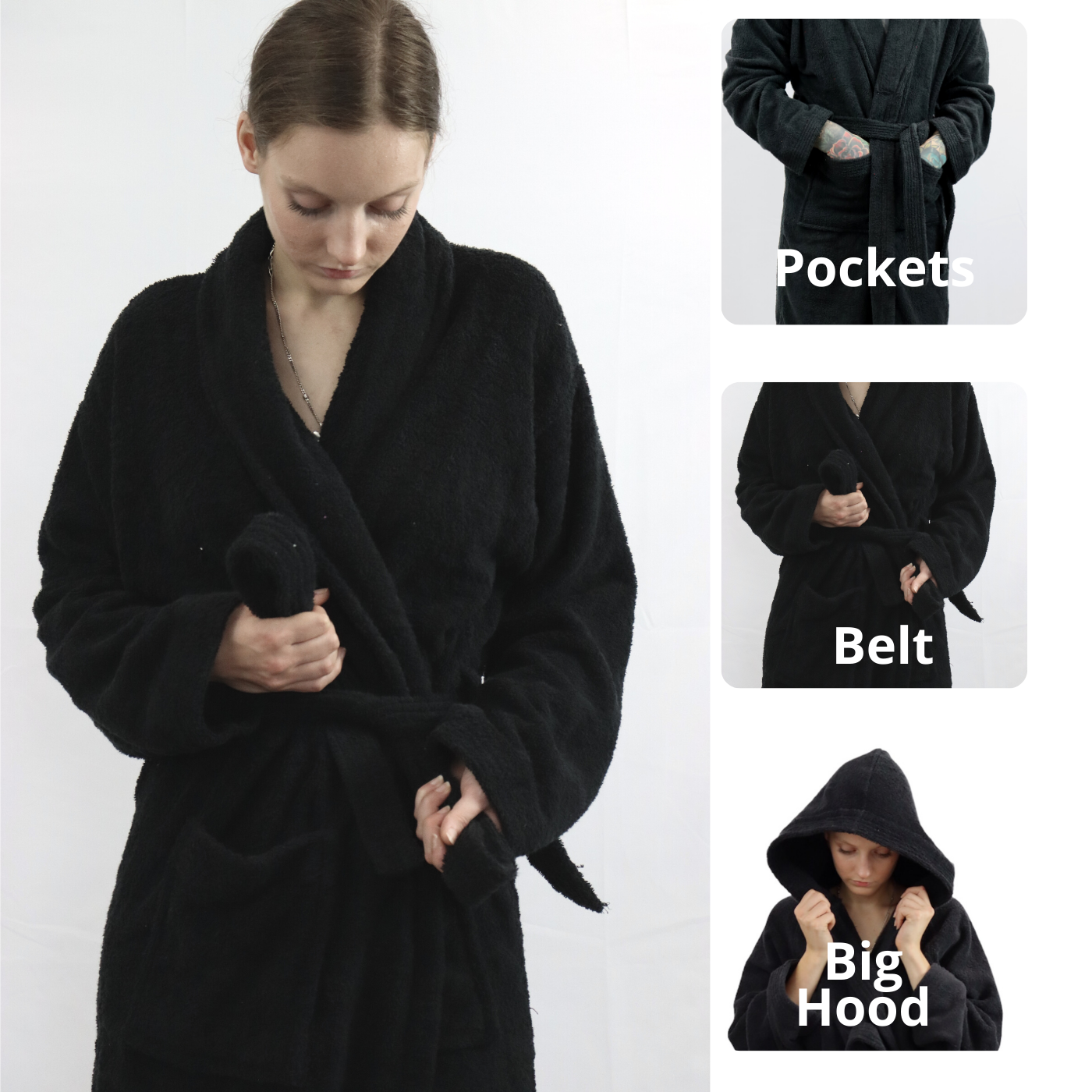 Dudra Luxe Unisex Bathrobe – Black