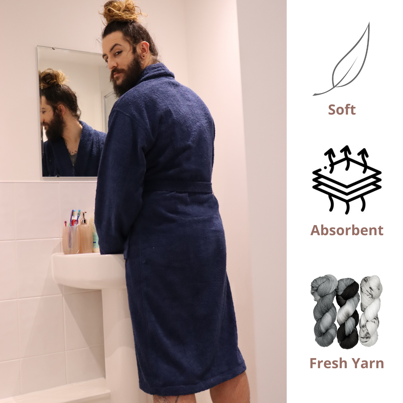 Dudra Luxe Unisex Bathrobe – Navy Blue