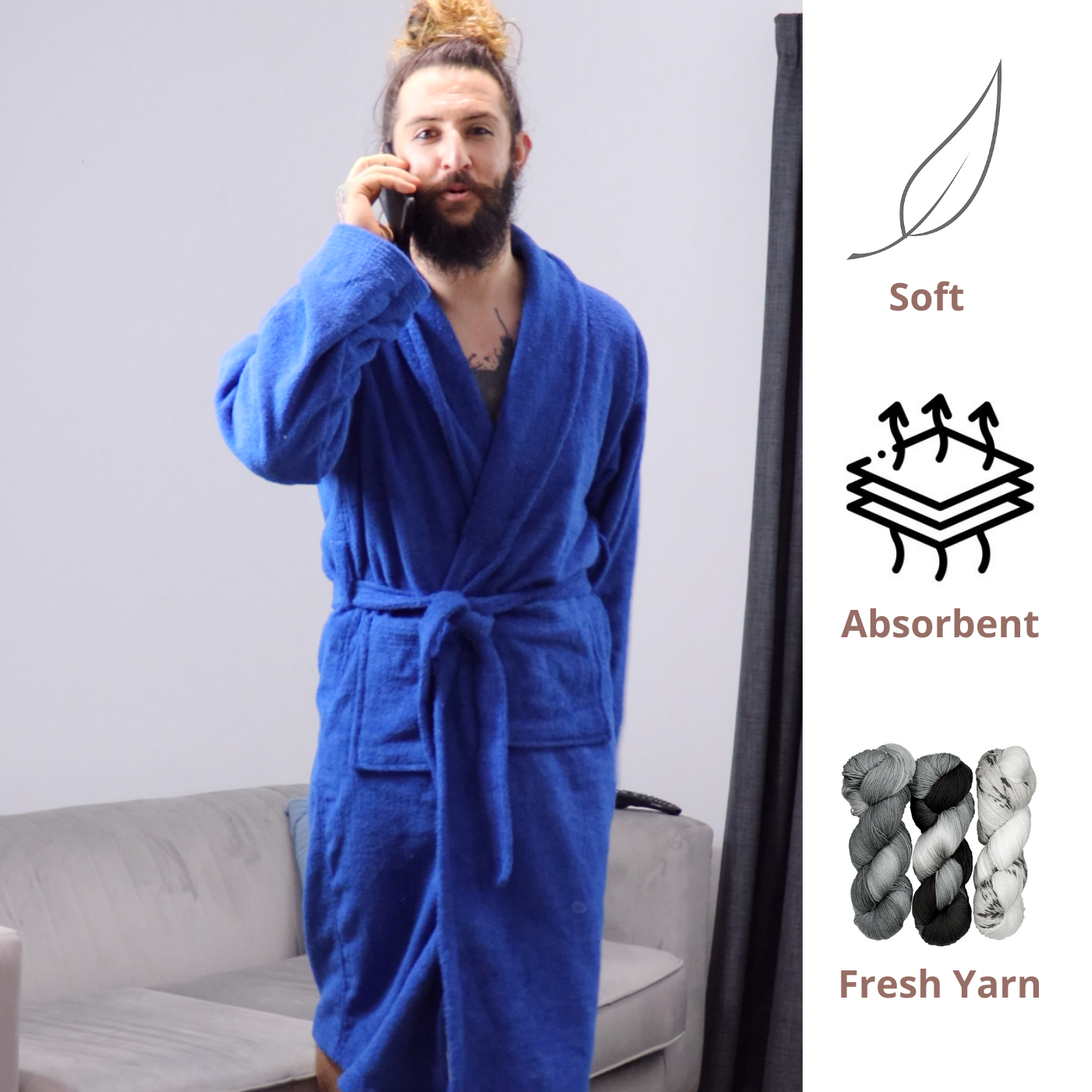 Dudra Luxe Unisex Hooded Bathrobe – Royal Blue
