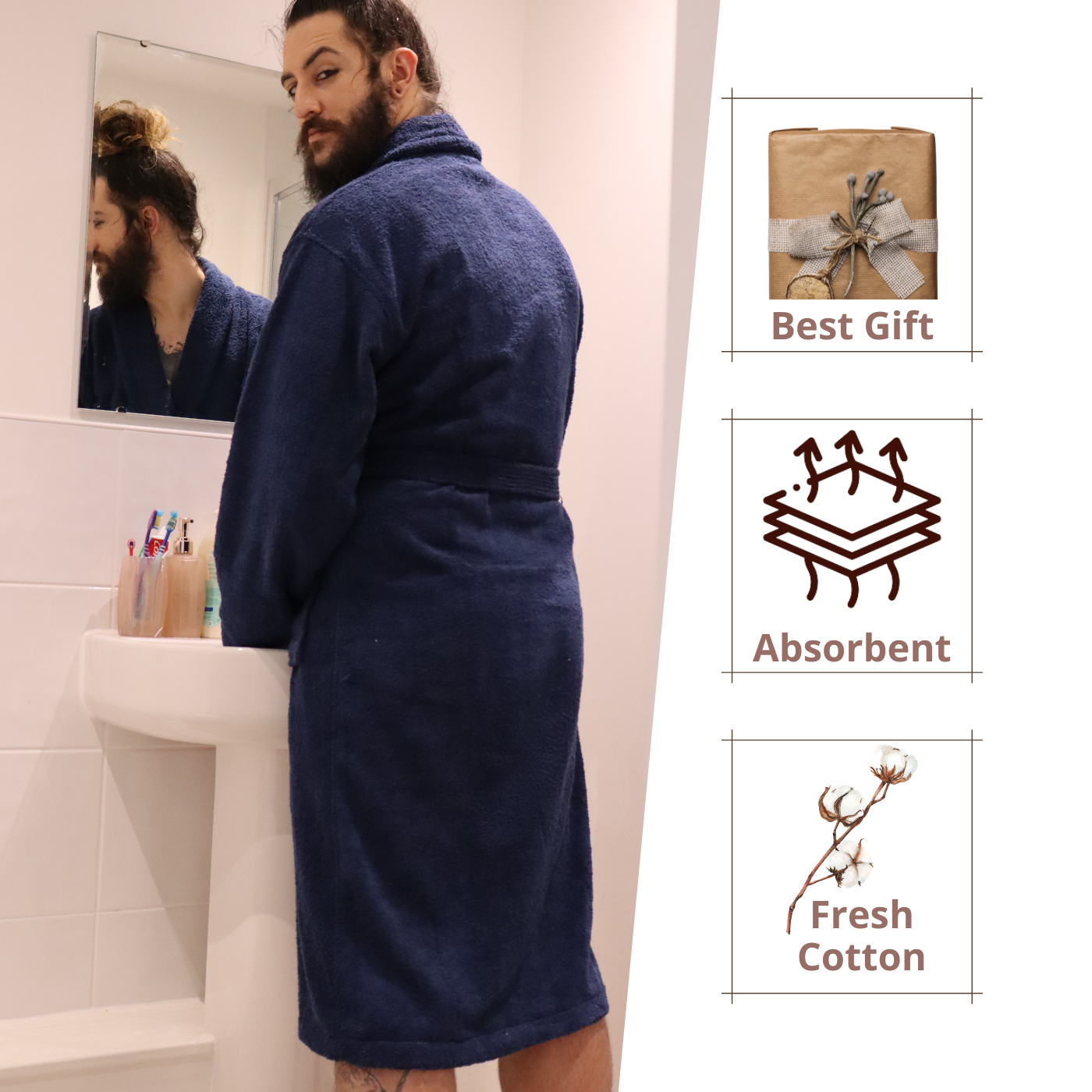 Dudra Luxe Unisex Bathrobe – Navy Blue