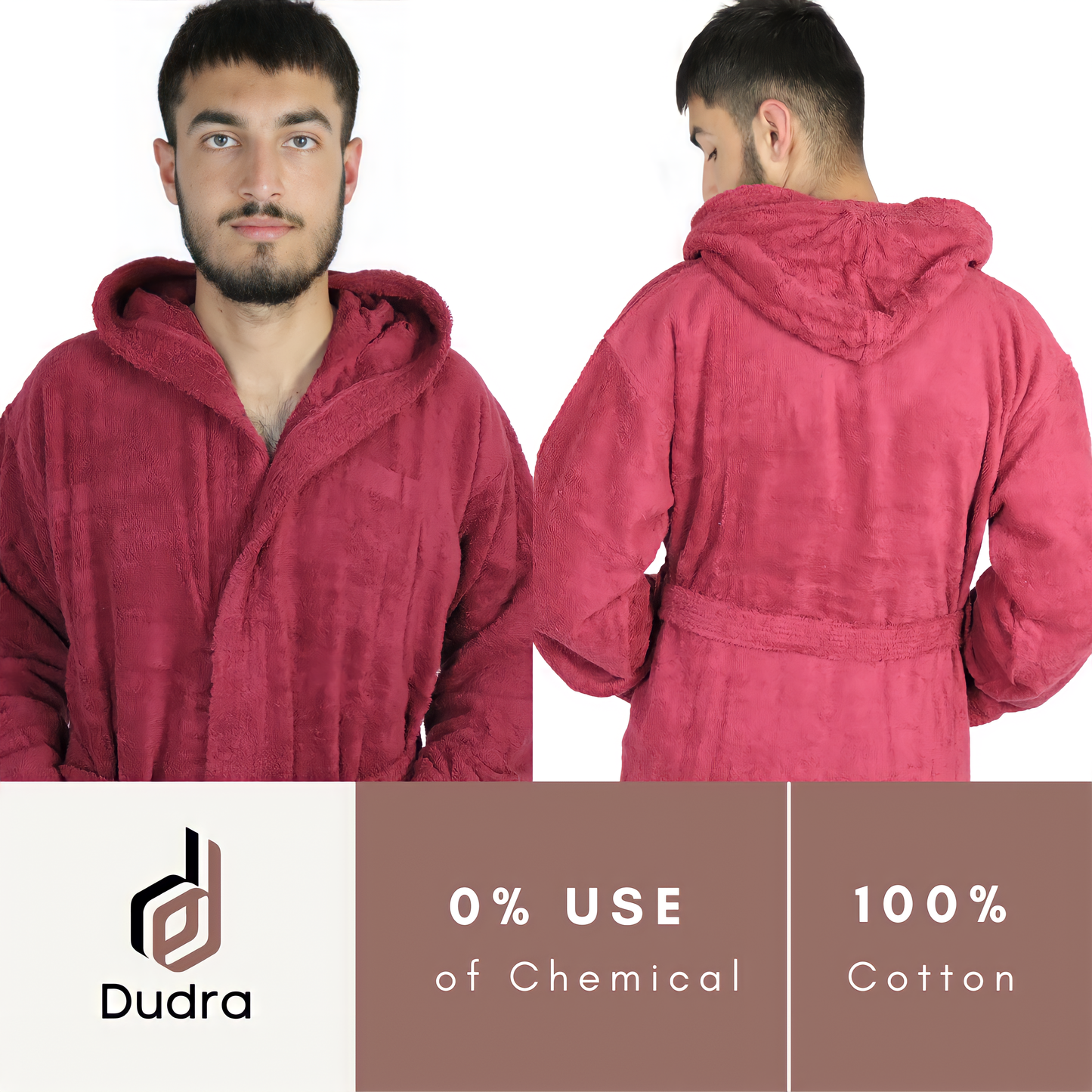 Dudra Luxe Unisex Hooded Bathrobe – Wine