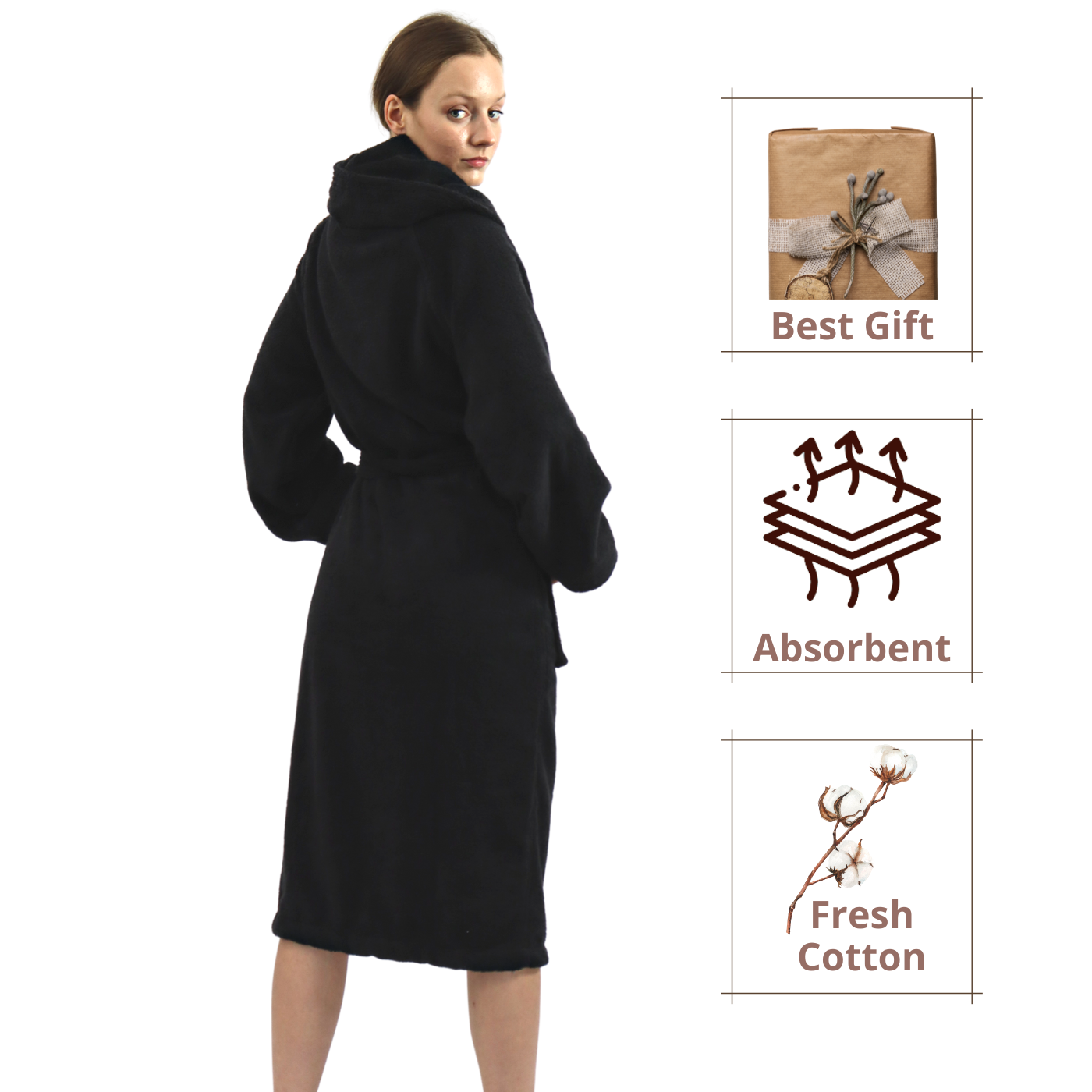 Dudra Luxe Unisex Bathrobe – Black